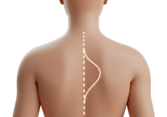 Isolated Spine Curvature Depiction Back View Illustration Medical Diagram Skeletal System