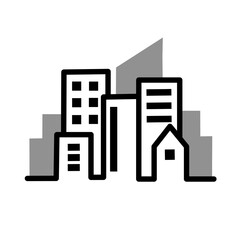 Fototapeta premium an illustration icon of city buildings in outline style symbolizing urban architecture, construction, and real estate suitable for modern design