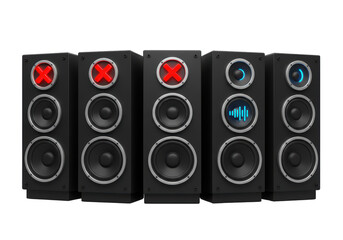 Isolated loudspeakers, audio sound system, music equipment for home entertainment, stereo speakers