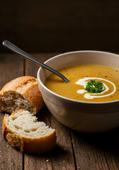 Delicious Soup with Bread