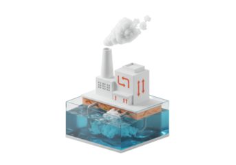 Isolated Environmental water pollution isometric illustration of factory waste process