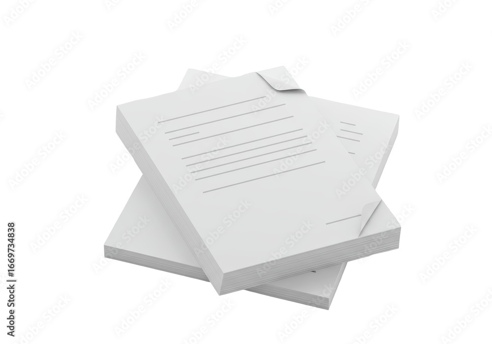 Poster isolated pile of documents lying on top of each other in a stack showing text on sheets