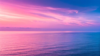 Obraz premium Tranquil ocean horizon at sunrise with pink and blue sky reflections – Nature, calm, water, pastel, sunset, clouds, peaceful