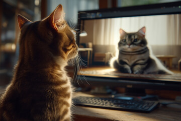 猫の動画を見ている猫
