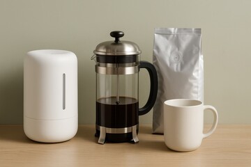 Smart thermos with indicator, half-full press, pouch, mug
