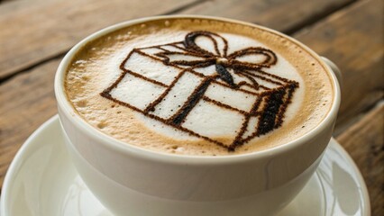 Close Up of Christmas Latte Art with Snowman Design on Coffee Foam for Winter Holiday Celebration