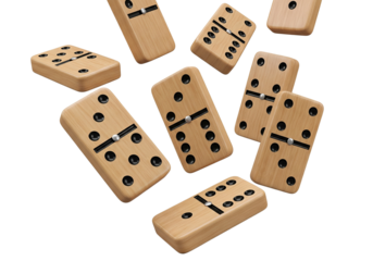 Wooden dominoes isolated on transparent background