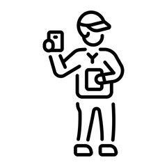 An outline style icon depicting logistic call