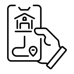 A line style icon showing warehouse location