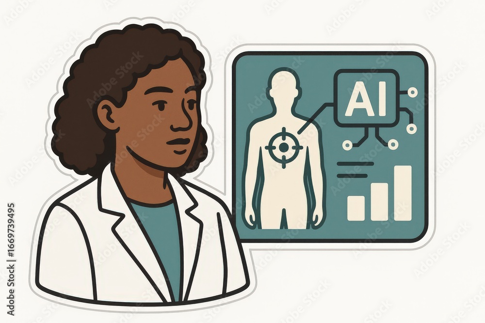 Aufkleber medical professional analyzing patient data with artificial intelligence insights while showcasing t