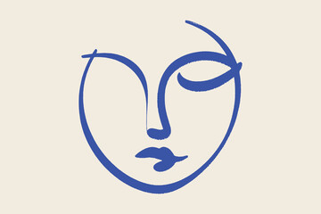 Abstract face minimalist line art sketch vector illustration