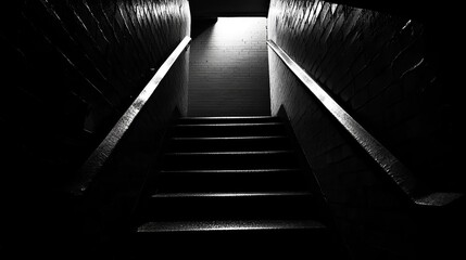 Naklejka premium Dark, descending stairway