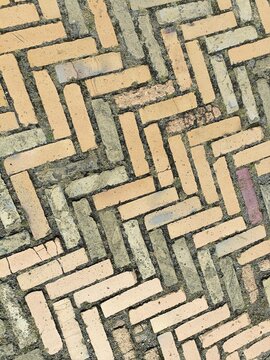 Brick pavement zigzag abstract background pattern