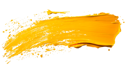 Yellow paint stroke isolated on a transparent background