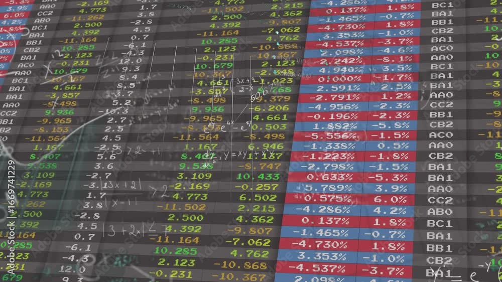 Aufkleber full-frame data board showing color columns initiating overlaying white math overlays for analysis