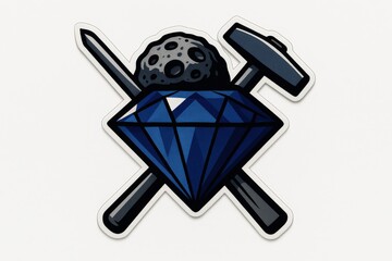 Bold blue diamond fusion representing cosmic ambition with extraterrestrial symbolism and mining tools capturing the essence of aspiration and innovation captured with clarity