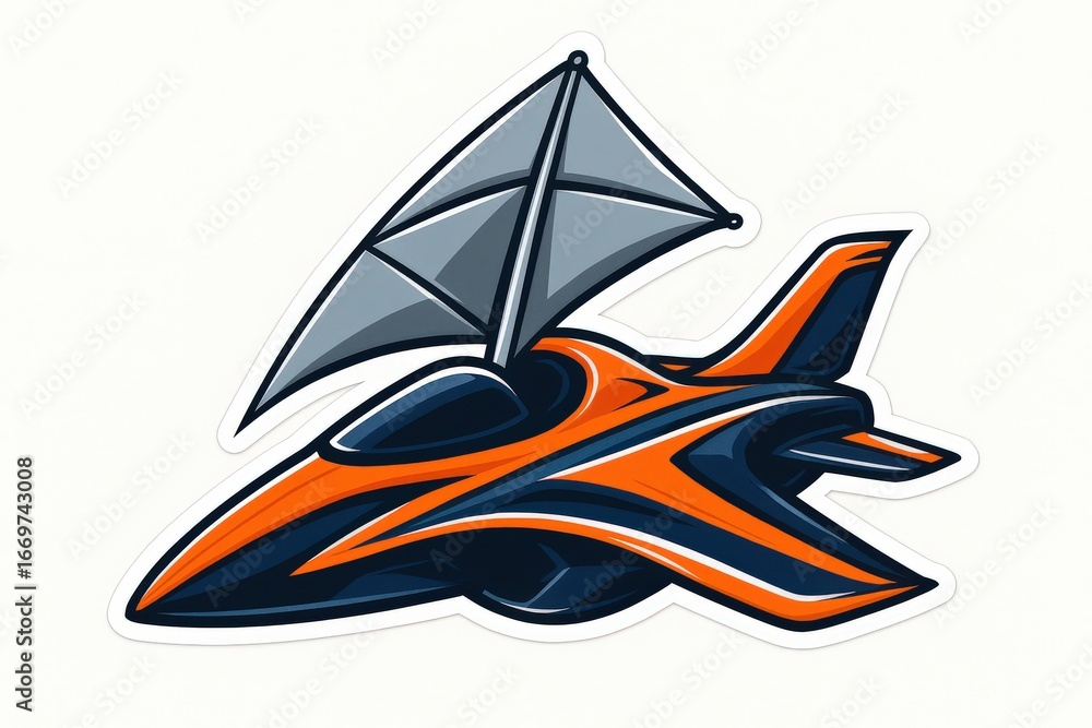 Aufkleber futuristic aircraft design with a distinctive parachute mechanism showcasing innovative engineering 