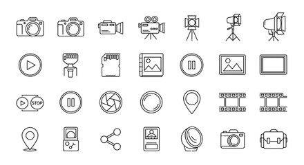 Illustration of various photography and videography equipment and tools