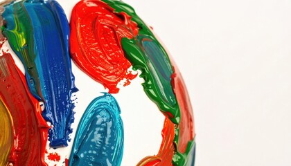 Close up Easter egg paint strokes detail widescreen with blank copy space side festive holiday decoration colorful pattern background design advertising template