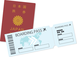 パスポートと航空券のイメージイラスト