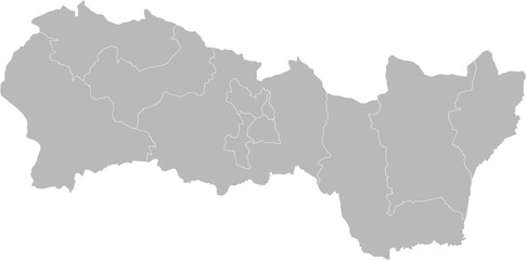 Kosice Region, Slovakia &ndash; administrative vector map with district boundaries (Krovak projection, PPT-compatible & fully editable)