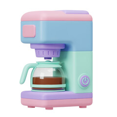 3D Pastel Coffee Machine Cartoon Style Icon