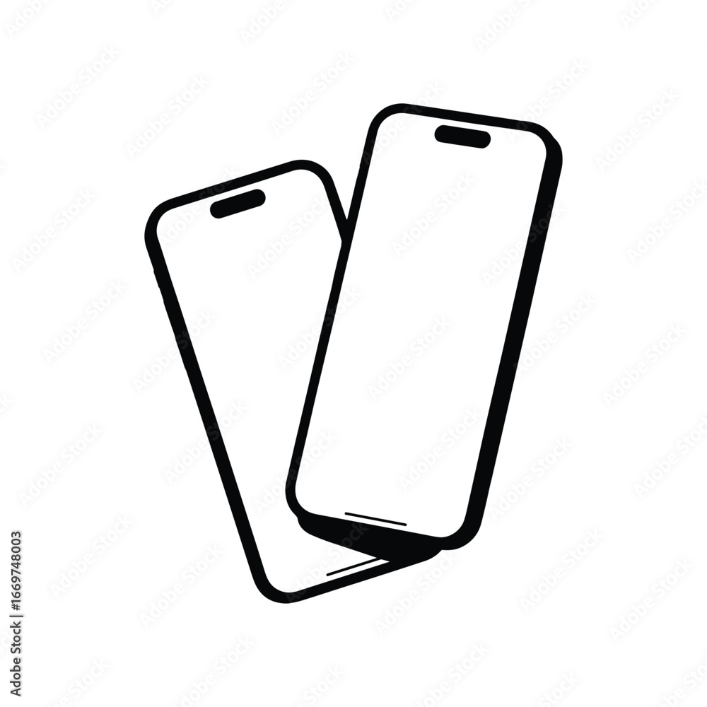 Aufkleber two modern smartphones with notch and touchscreen display displaying blank screen