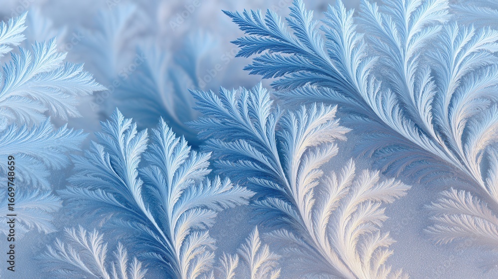 Poster beautiful ice crystals forming intricate patterns a frosty surface, creating a scene winter wonderla