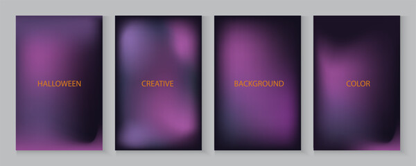 Fototapeta premium Happy Halloween, abstrct gradient banner design dark purple background, poster or cards for over spooky waves, dark purple splashing in scary, mysterious Halloween cover atmosphere, horror night.