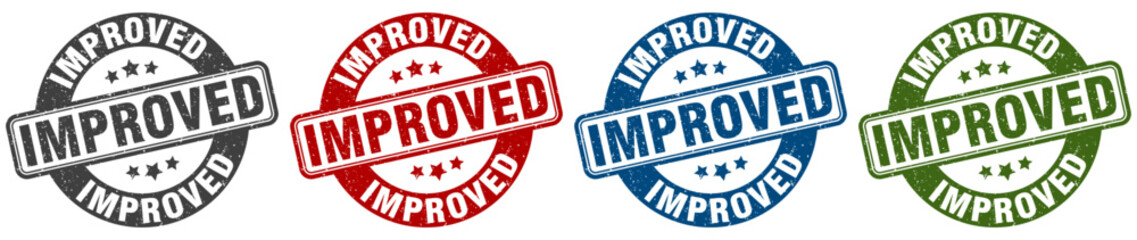 improved stamp. improved round stamp set isolated on white background