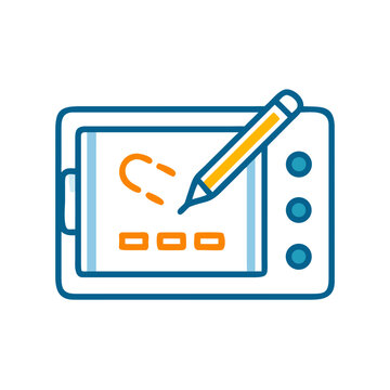 tablet drawing with orange pen clip art preview