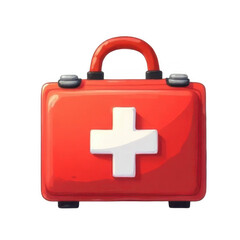 Obraz premium Red First Aid Kit with White Cross Illustration