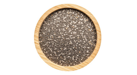 Isolated Wooden Bowl of Chia Seeds