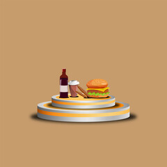 Vector illustration of a set of food and drink icons on a yellow background eps 10