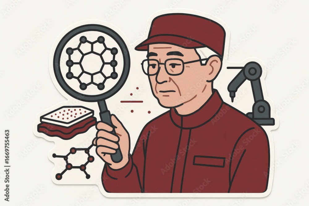 Aufkleber thoughtful scientist examining molecular structures with advanced technology and analytical rigor re