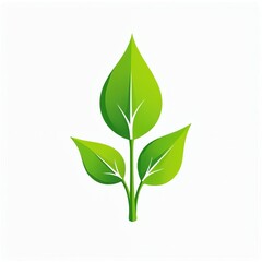 Obraz premium Stylized illustration of three green leaves on stem, growth, nature. Clean, modern design features gradient shades of green, white lines, perfect for eco-friendly brands, organic products,