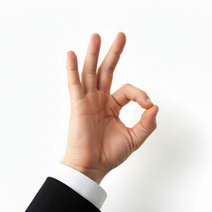 Naklejka premium Close-up Hand Gesture - Simple OK Sign Against a Clean Background