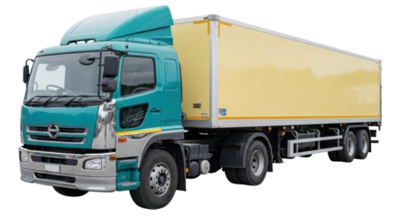 Isolated Delivery Truck with Yellow Container