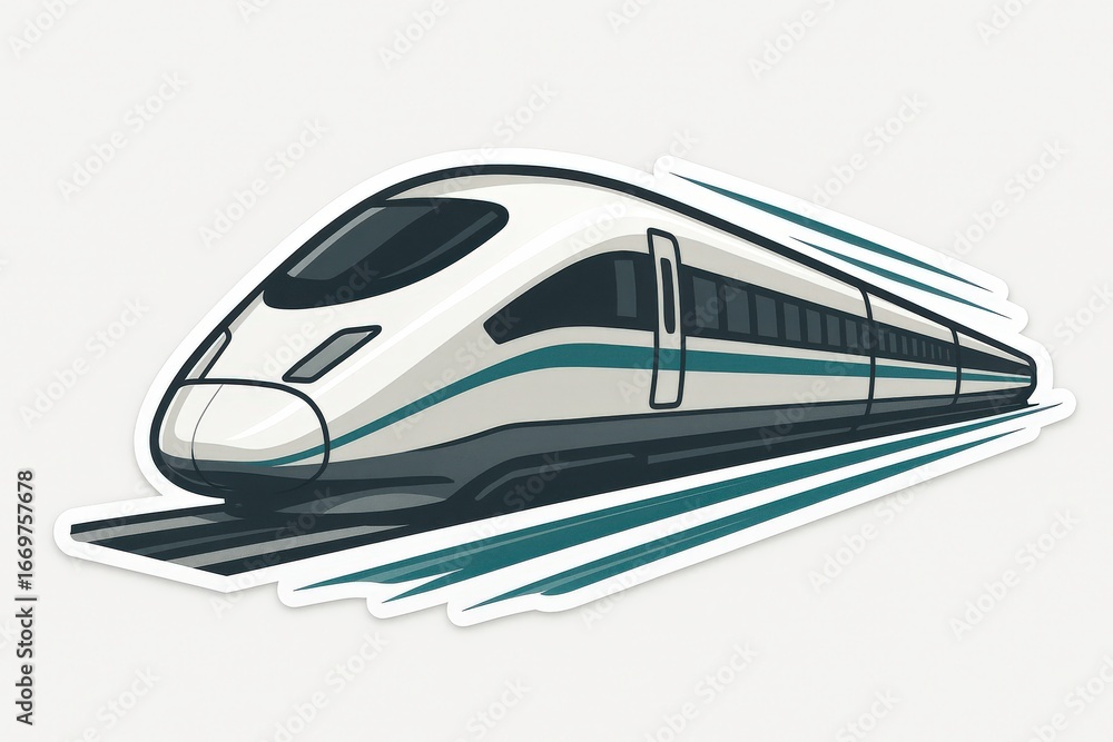 Poster high-speed train illustrated in dynamic motion showcasing cutting-edge engineering and modern transp