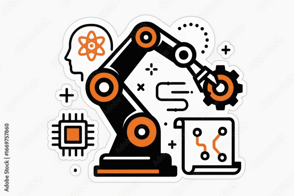 Aufkleber advanced robotic arm manipulating intricate circuits symbolizes the fusion of automation and artific