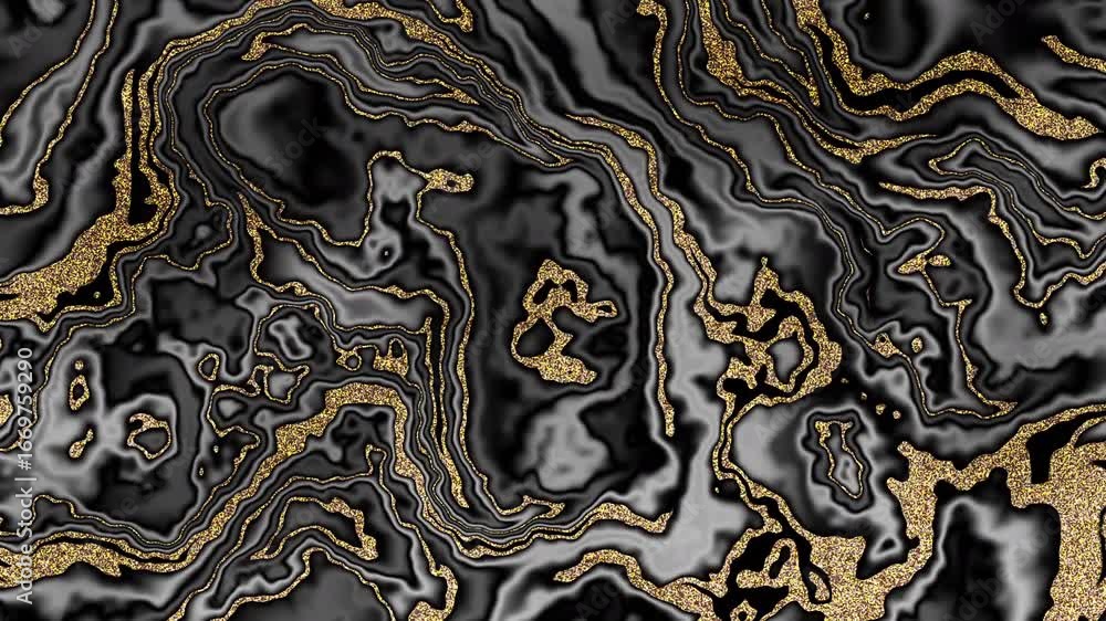 Poster abstract gold and black marbling design, creating a luxurious and modern abstract design. loop backg