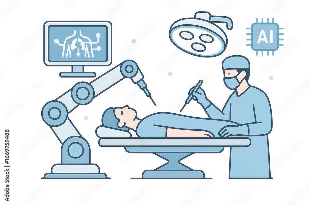 Aufkleber the transforming landscape of modern medicine showcases a surgeon utilizing artificial intelligence 