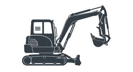 Isolated Excavator Silhouette