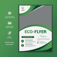 Eco and Nature Flyer Design, Environment Awareness Poster,  Recycle and Green Template