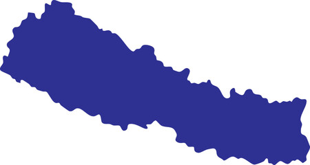 Fototapeta premium nepal map icon in blue color, modern flat vector design with detailed silhouette outline of nepal country isolated on white background