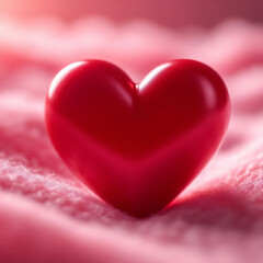 Obraz premium Red Heart on Pink Background