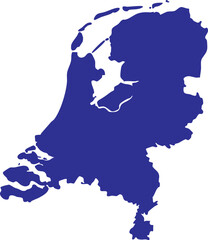 netherlands map icon in blue color, modern flat vector design with detailed silhouette outline of netherlands country isolated on white background