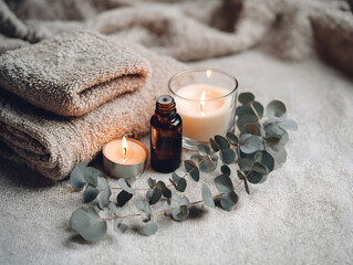 spa still life with towel and candle
