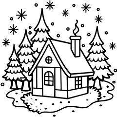 A charming house adorned with festive lights and a beautifully decorated Christmas tree, evoking a sense of holiday warmth and cheer