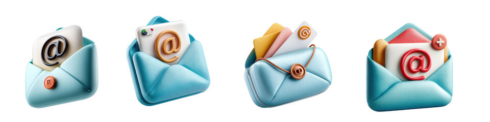 Colorful Emails in Stylish Blue Envelopes with Icons Illustrating Digital Communication for Modern Marketing and Social Engagement